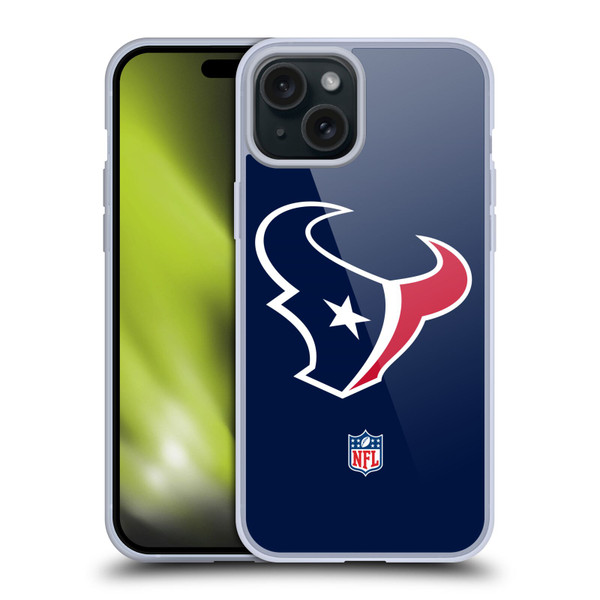 NFL Houston Texans Logo Plain Soft Gel Case for Apple iPhone 15 Plus