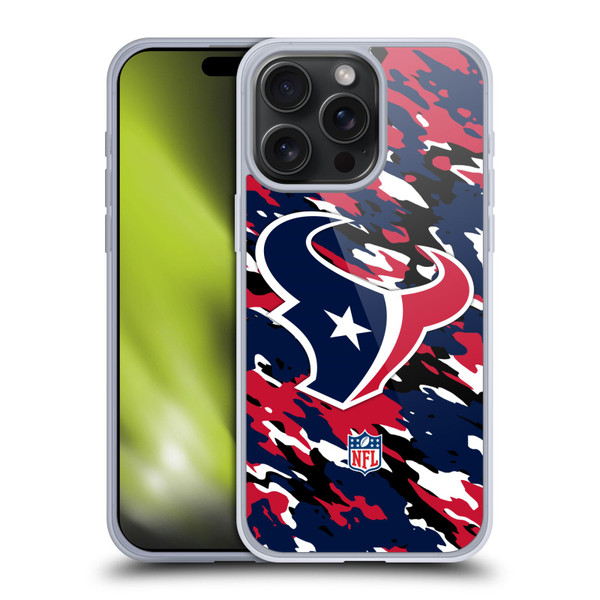 NFL Houston Texans Logo Camou Soft Gel Case for Apple iPhone 15 Pro Max