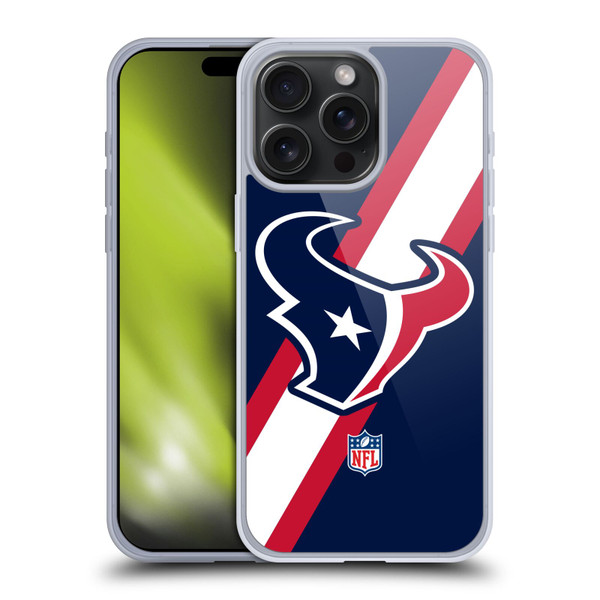 NFL Houston Texans Logo Stripes Soft Gel Case for Apple iPhone 15 Pro Max