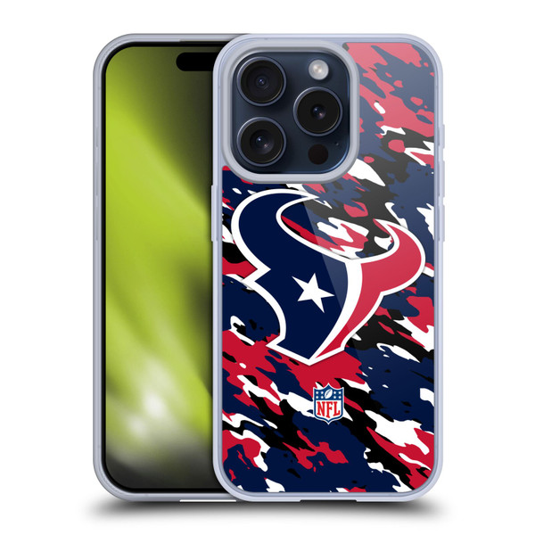NFL Houston Texans Logo Camou Soft Gel Case for Apple iPhone 15 Pro