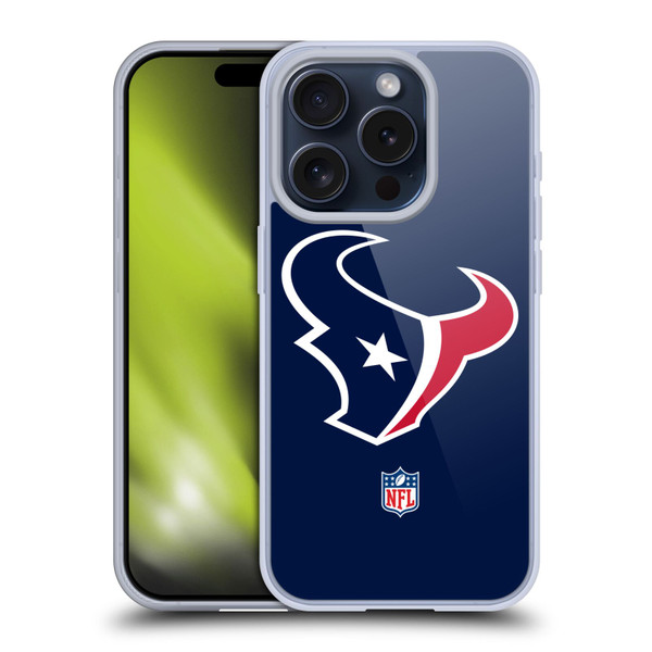 NFL Houston Texans Logo Plain Soft Gel Case for Apple iPhone 15 Pro