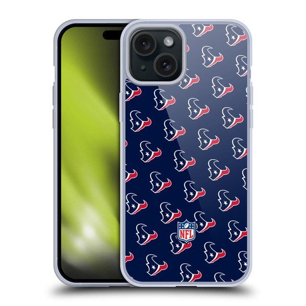 NFL Houston Texans Artwork Patterns Soft Gel Case for Apple iPhone 15 Plus
