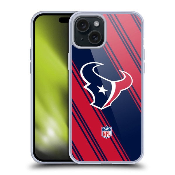 NFL Houston Texans Artwork Stripes Soft Gel Case for Apple iPhone 15 Plus