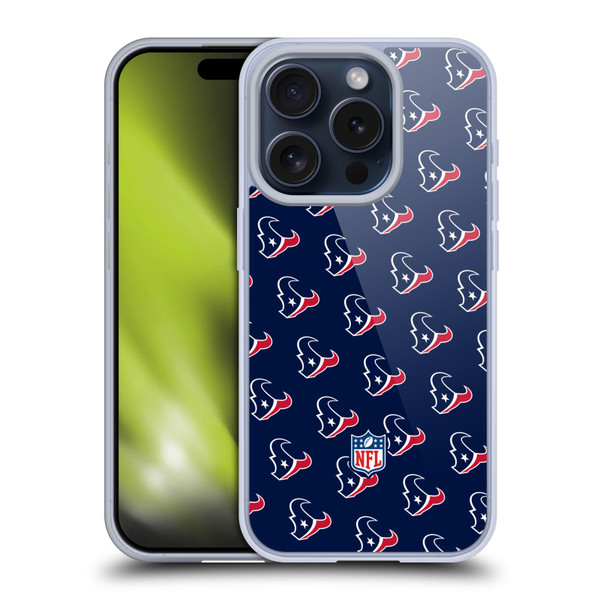 NFL Houston Texans Artwork Patterns Soft Gel Case for Apple iPhone 15 Pro