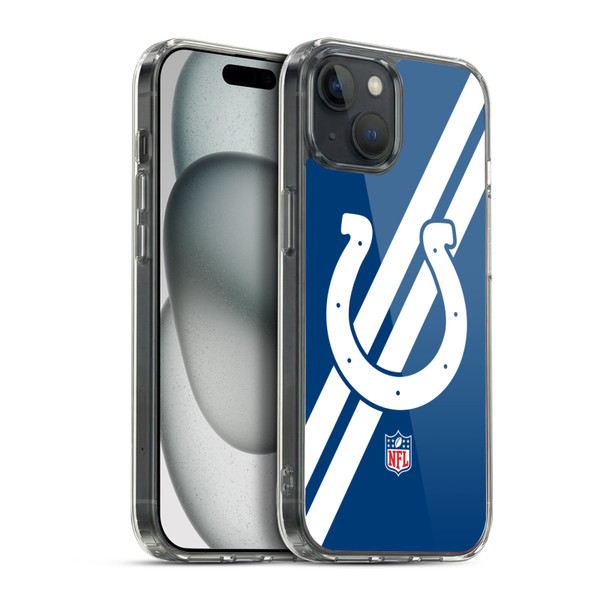 NFL Indianapolis Colts Logo Stripes Soft Gel Case for Apple iPhone 15 Plus & MagSafe