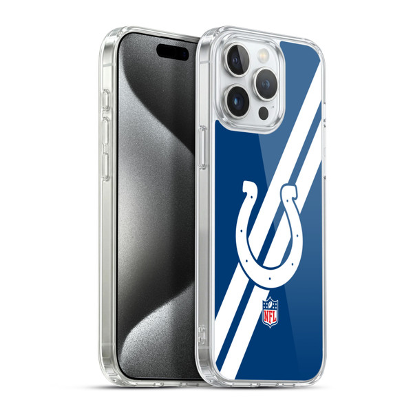 NFL Indianapolis Colts Logo Stripes Soft Gel Case for Apple iPhone 15 Pro Max & MagSafe