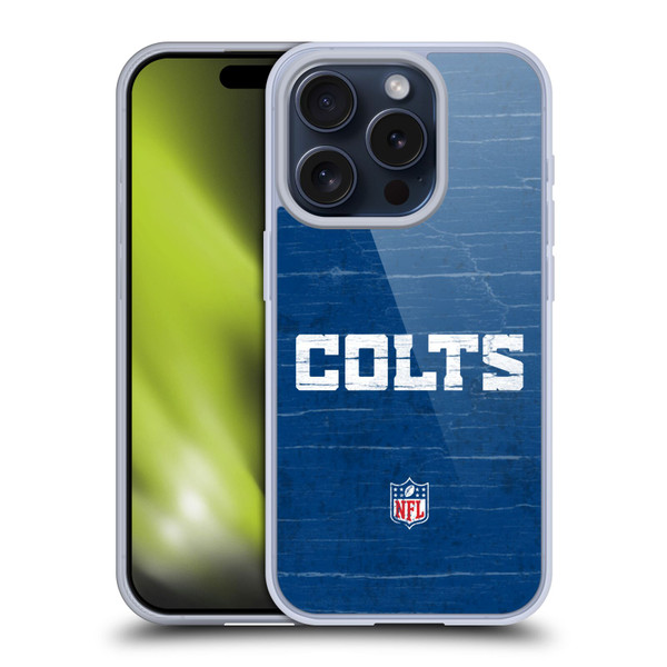 NFL Indianapolis Colts Logo Distressed Look Soft Gel Case for Apple iPhone 15 Pro