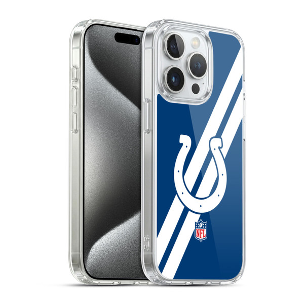 NFL Indianapolis Colts Logo Stripes Soft Gel Case for Apple iPhone 15 Pro & MagSafe