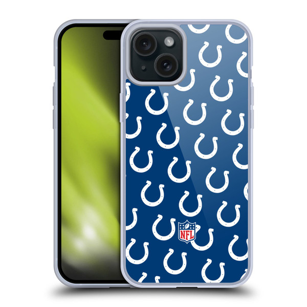 NFL Indianapolis Colts Artwork Patterns Soft Gel Case for Apple iPhone 15 Plus