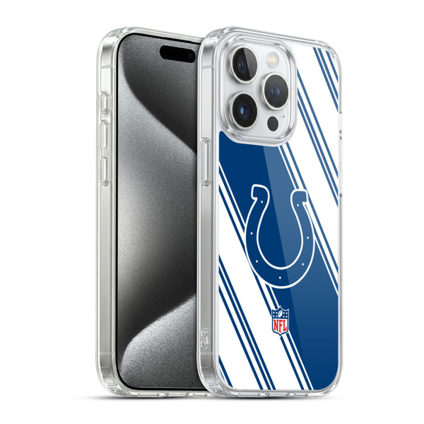 NFL Indianapolis Colts Artwork Stripes Soft Gel Case for Apple iPhone 15 Pro & MagSafe
