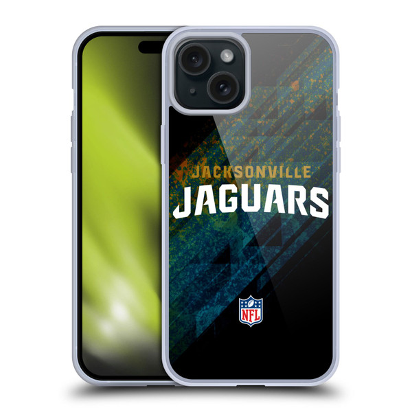 NFL Jacksonville Jaguars Logo Blur Soft Gel Case for Apple iPhone 15 Plus