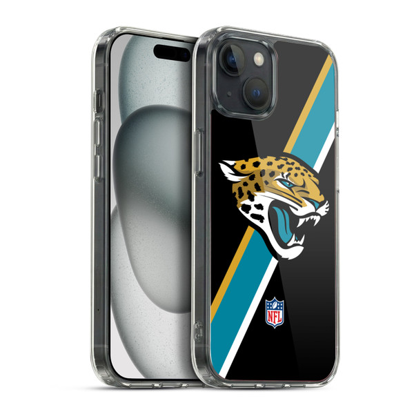 NFL Jacksonville Jaguars Logo Stripes Soft Gel Case for Apple iPhone 15 Plus & MagSafe
