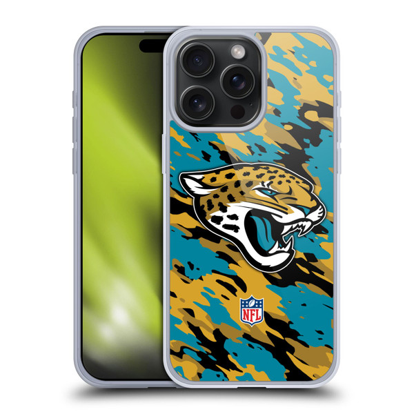 NFL Jacksonville Jaguars Logo Camou Soft Gel Case for Apple iPhone 15 Pro Max