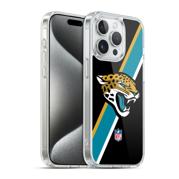 NFL Jacksonville Jaguars Logo Stripes Soft Gel Case for Apple iPhone 15 Pro & MagSafe