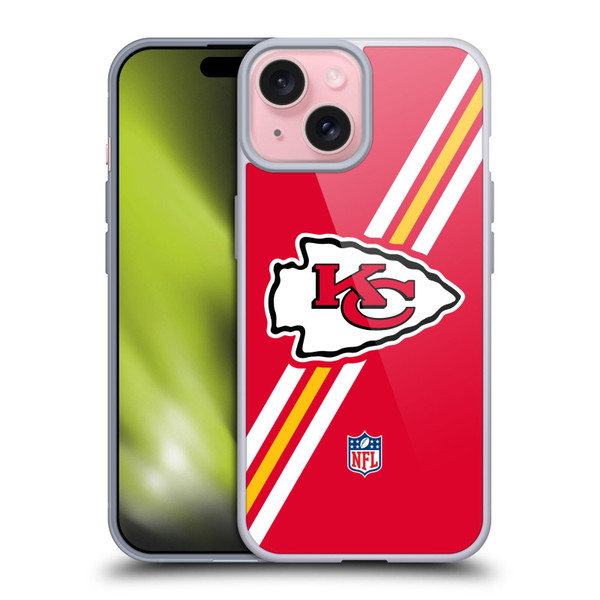 NFL Kansas City Chiefs Logo Stripes Soft Gel Case for Apple iPhone 15