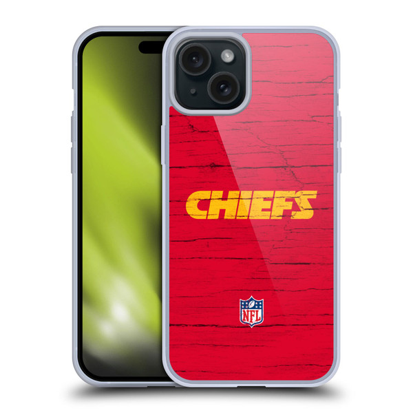 NFL Kansas City Chiefs Logo Distressed Look Soft Gel Case for Apple iPhone 15 Plus