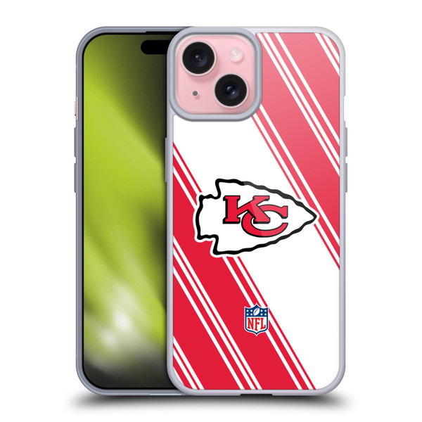 NFL Kansas City Chiefs Artwork Stripes Soft Gel Case for Apple iPhone 15