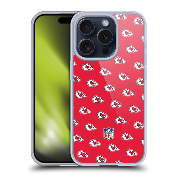 NFL Kansas City Chiefs Artwork Patterns Soft Gel Case for Apple iPhone 15 Pro