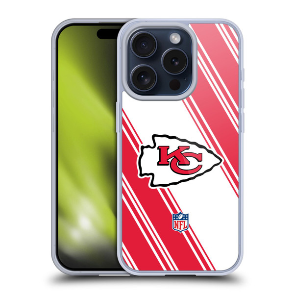NFL Kansas City Chiefs Artwork Stripes Soft Gel Case for Apple iPhone 15 Pro