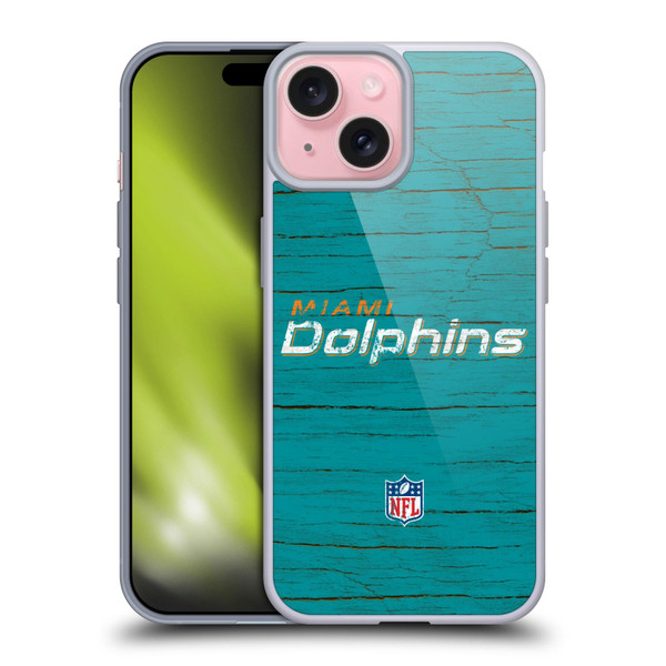 NFL Miami Dolphins Logo Distressed Look Soft Gel Case for Apple iPhone 15