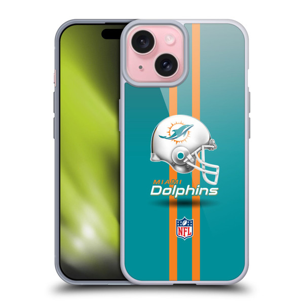 NFL Miami Dolphins Logo Helmet Soft Gel Case for Apple iPhone 15