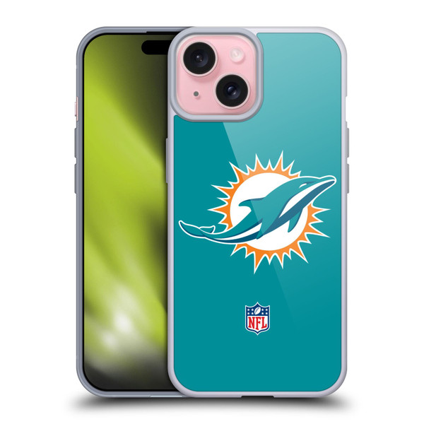 NFL Miami Dolphins Logo Plain Soft Gel Case for Apple iPhone 15