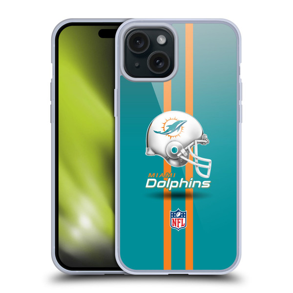NFL Miami Dolphins Logo Helmet Soft Gel Case for Apple iPhone 15 Plus
