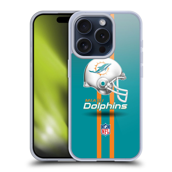NFL Miami Dolphins Logo Helmet Soft Gel Case for Apple iPhone 15 Pro