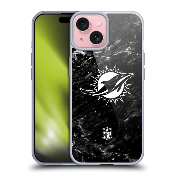 NFL Miami Dolphins Artwork Marble Soft Gel Case for Apple iPhone 15
