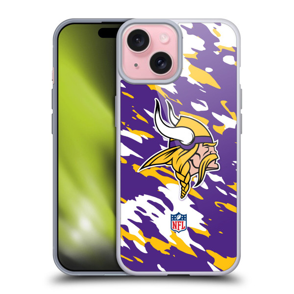 NFL Minnesota Vikings Logo Camou Soft Gel Case for Apple iPhone 15