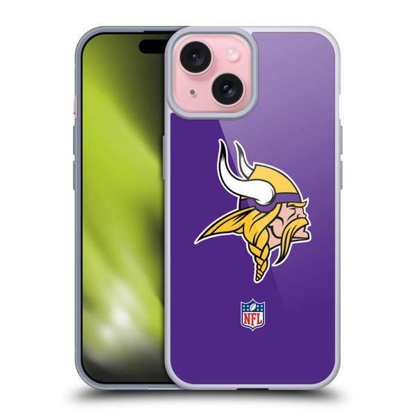NFL Minnesota Vikings Logo Plain Soft Gel Case for Apple iPhone 15