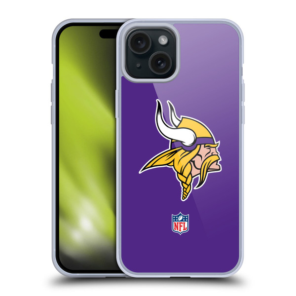 NFL Minnesota Vikings Logo Plain Soft Gel Case for Apple iPhone 15 Plus