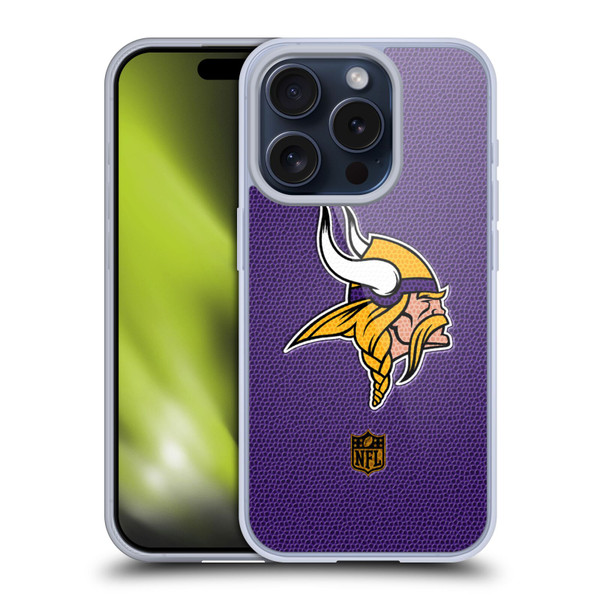 NFL Minnesota Vikings Logo Football Soft Gel Case for Apple iPhone 15 Pro