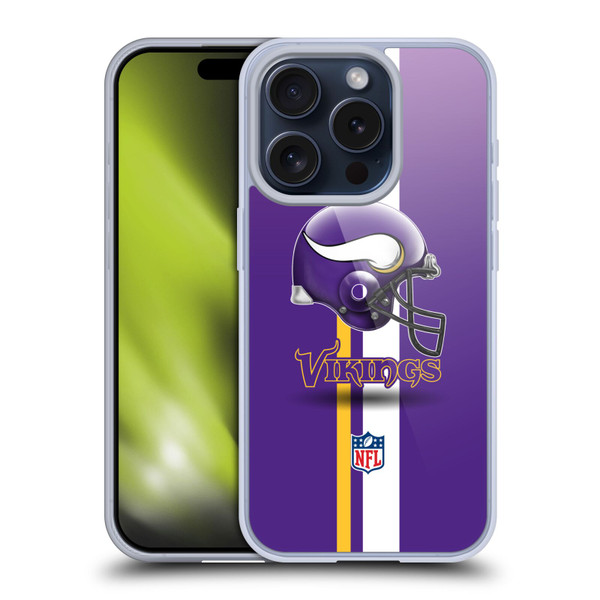 NFL Minnesota Vikings Logo Helmet Soft Gel Case for Apple iPhone 15 Pro