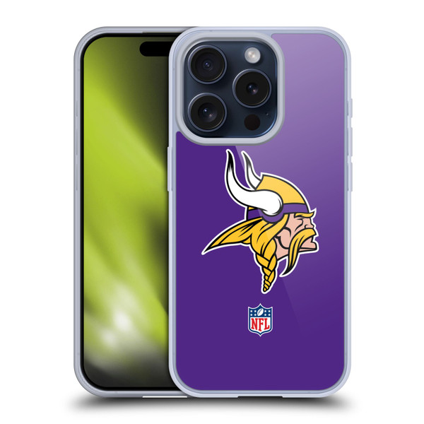 NFL Minnesota Vikings Logo Plain Soft Gel Case for Apple iPhone 15 Pro