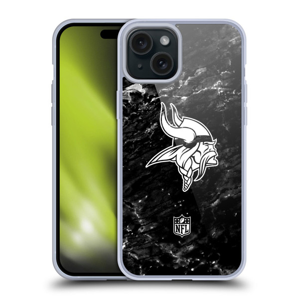 NFL Minnesota Vikings Artwork Marble Soft Gel Case for Apple iPhone 15 Plus