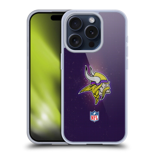 NFL Minnesota Vikings Artwork LED Soft Gel Case for Apple iPhone 15 Pro