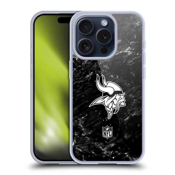 NFL Minnesota Vikings Artwork Marble Soft Gel Case for Apple iPhone 15 Pro