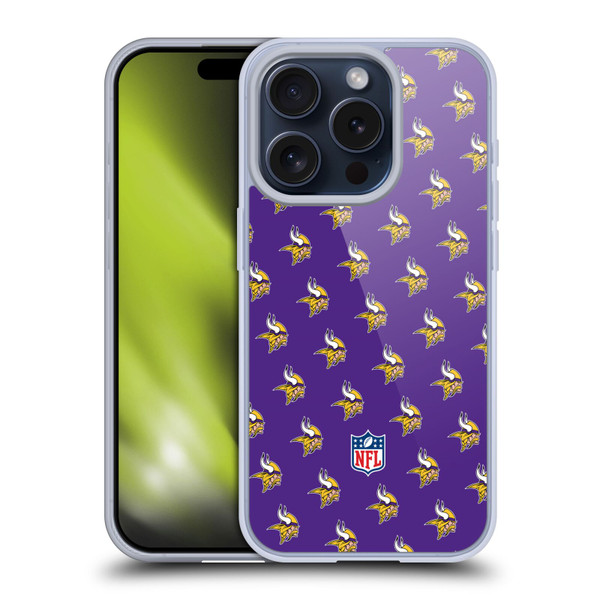NFL Minnesota Vikings Artwork Patterns Soft Gel Case for Apple iPhone 15 Pro