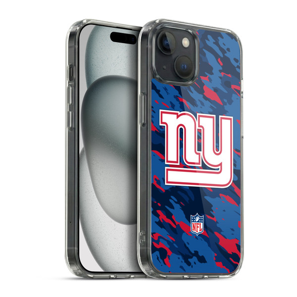 NFL New York Giants Logo Camou Soft Gel Case for Apple iPhone 15 Plus & MagSafe