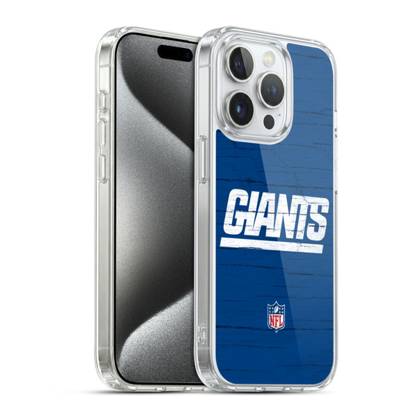 NFL New York Giants Logo Distressed Look Soft Gel Case for Apple iPhone 15 Pro & MagSafe