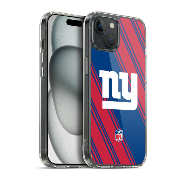 NFL New York Giants Artwork Stripes Soft Gel Case for Apple iPhone 15 Plus & MagSafe