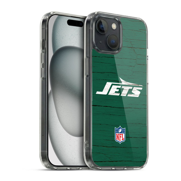 NFL New York Jets Logo Distressed Look Soft Gel Case for Apple iPhone 15 & MagSafe