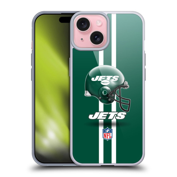 NFL New York Jets Logo Helmet Soft Gel Case for Apple iPhone 15