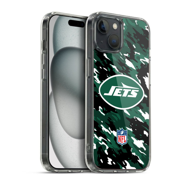 NFL New York Jets Logo Camou Soft Gel Case for Apple iPhone 15 Plus & MagSafe