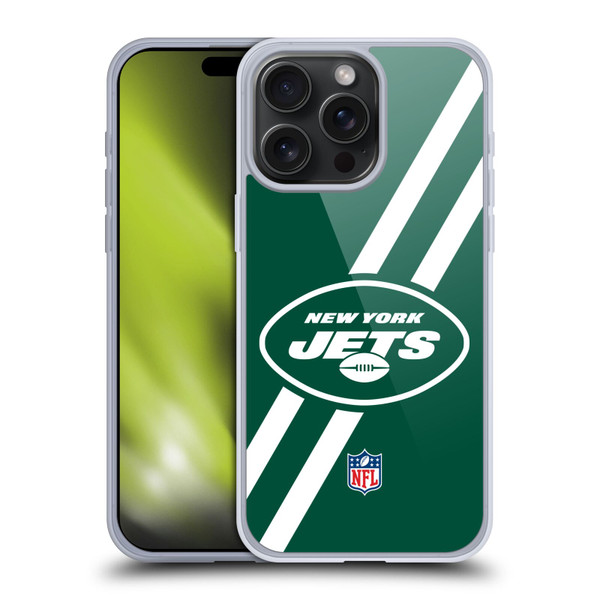 NFL New York Jets Logo Stripes Soft Gel Case for Apple iPhone 15 Pro Max