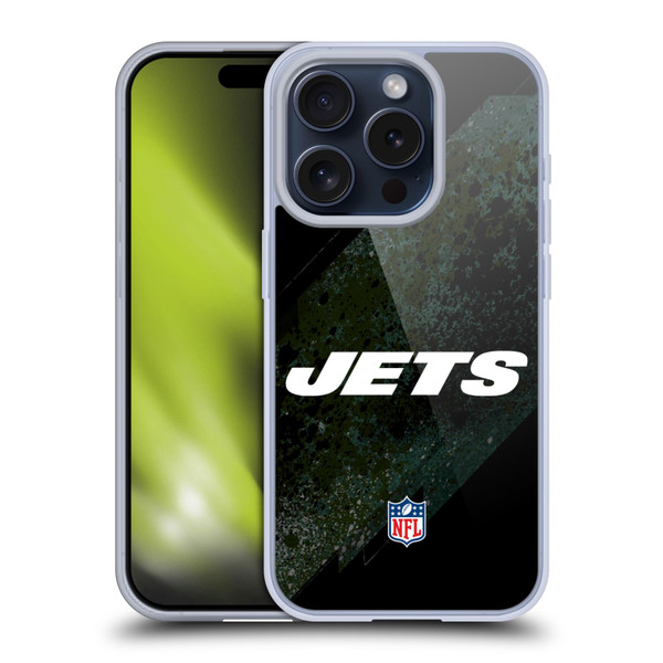 NFL New York Jets Logo Blur Soft Gel Case for Apple iPhone 15 Pro