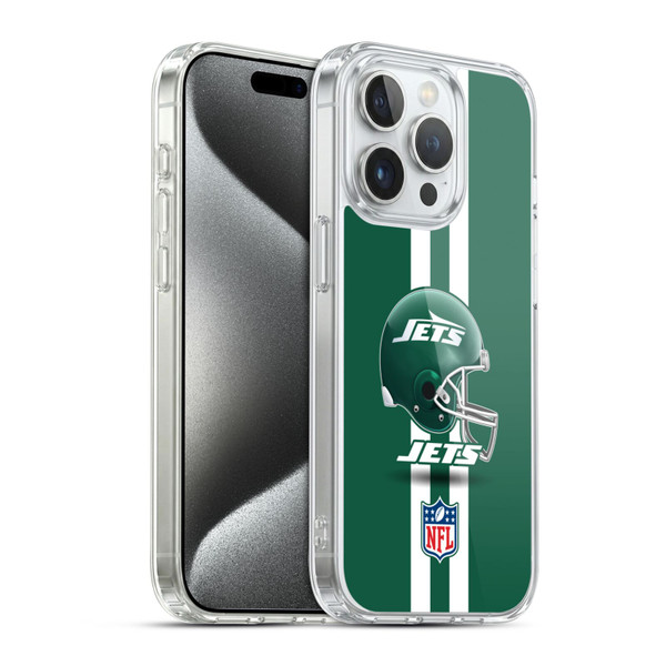 NFL New York Jets Logo Helmet Soft Gel Case for Apple iPhone 15 Pro & MagSafe