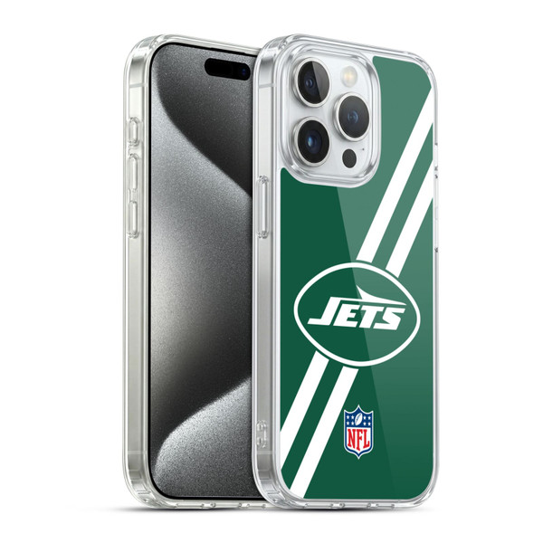 NFL New York Jets Logo Stripes Soft Gel Case for Apple iPhone 15 Pro & MagSafe