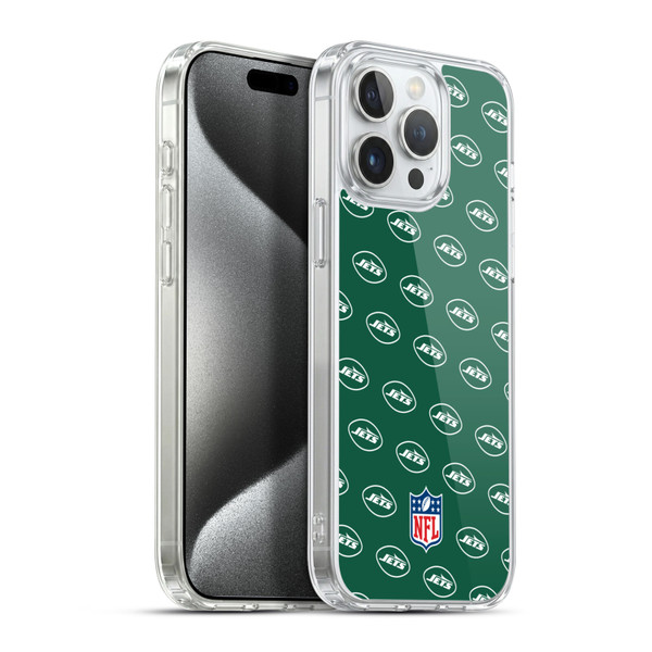 NFL New York Jets Artwork Patterns Soft Gel Case for Apple iPhone 15 Pro Max & MagSafe